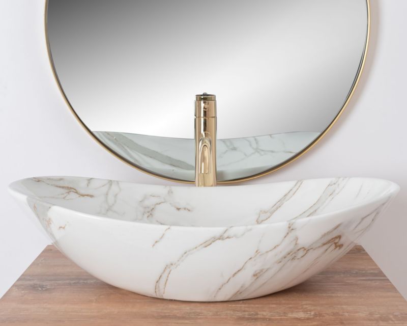 Bordmonteret vask Rea Royal Shiny Aiax oval hvid 62 x 36 x 16 cm 1 stk