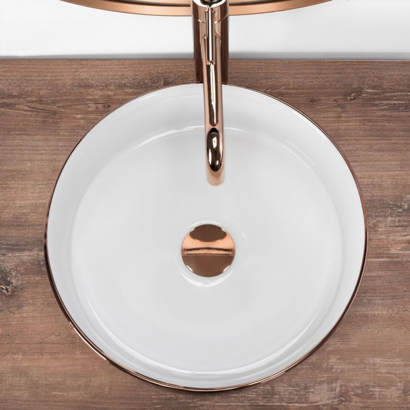 Rea Sami rund bordmonteret vask hvid med rosaguldfinish 36 x 36 x 11,5 cm 1 stk