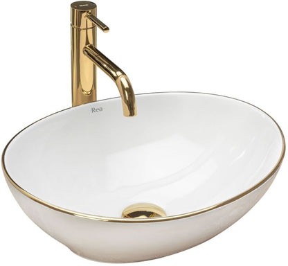 Oval Bordvask Rea Sofia Edge 41x34,5x15 cm Guld