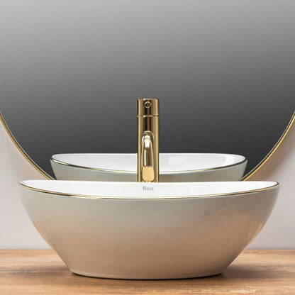 Oval Bordvask Rea Sofia Edge 41x34,5x15 cm Guld