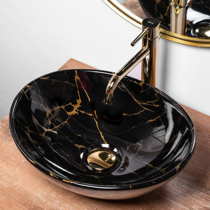 Rea Sofia Marble Shiny oval bordmonteret vask sort 41 x 34,5 x 15 cm 1 stk