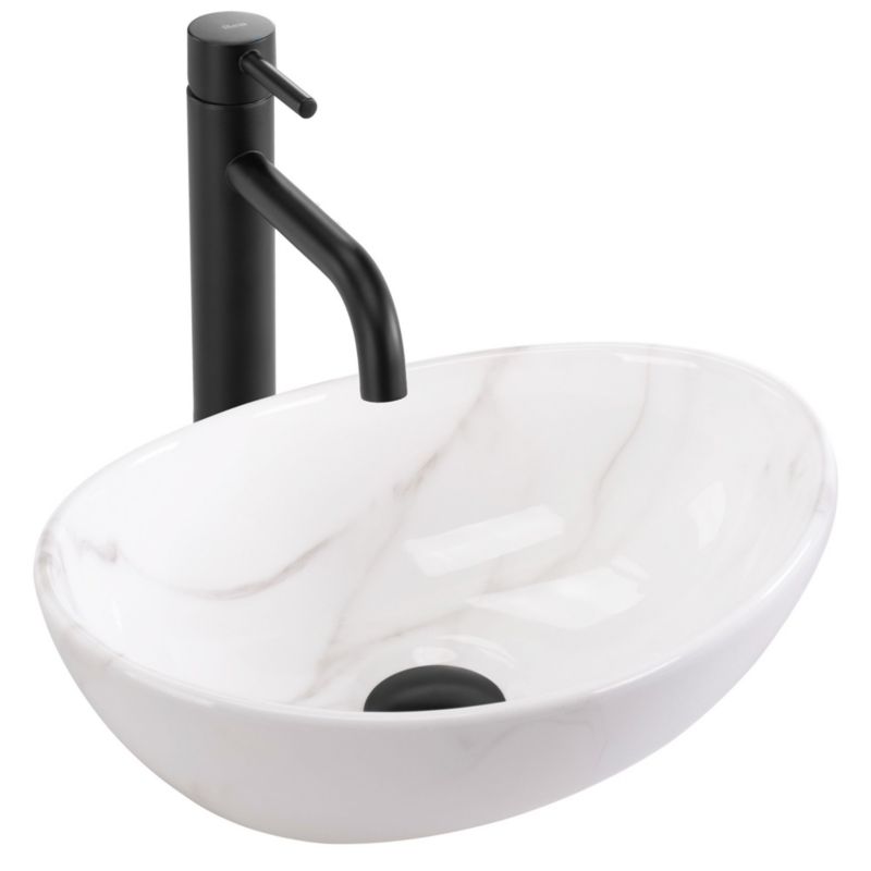 Rea Sofia Mini Cloudy oval bordmonteret vask grå 34,5 x 26,5 x 12 cm 1 stk