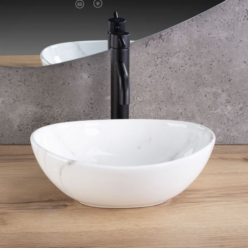 Rea Sofia Mini Cloudy oval bordmonteret vask grå 34,5 x 26,5 x 12 cm 1 stk