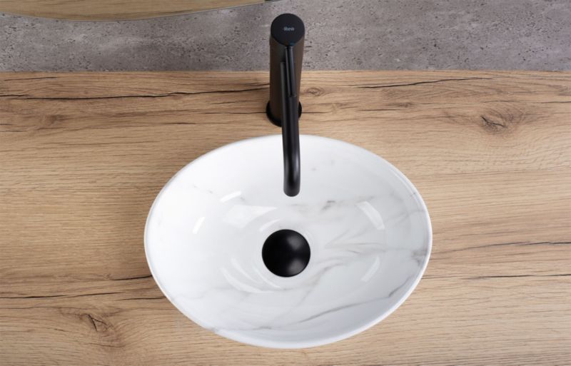 Rea Sofia Mini Cloudy oval bordmonteret vask grå 34,5 x 26,5 x 12 cm 1 stk