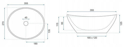 Rea Sofia Mini Cloudy oval bordmonteret vask grå 34,5 x 26,5 x 12 cm 1 stk