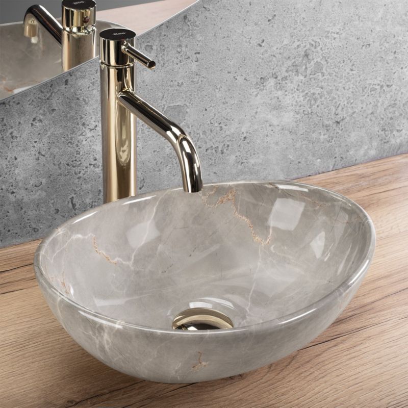 Rea Sofia Mini Kashmir oval bordmonteret vask grå 35 x 26 x 12,5 cm 1 stk