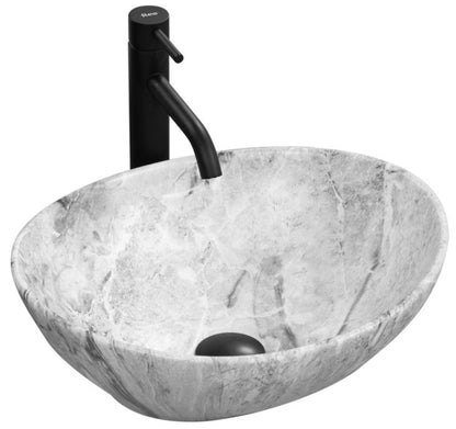 Sofia Stone ovalt bordmonteret vask i grå 41 x 34,5 x 15 cm – 1 stk