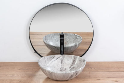 Sofia Stone ovalt bordmonteret vask i grå 41 x 34,5 x 15 cm – 1 stk