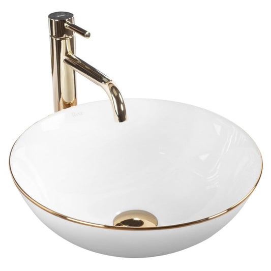 Rea Stella rund bordmonteret vask hvid-guld 36 x 36 x 15 cm 1 stk