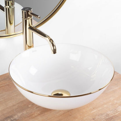 Rea Stella rund bordmonteret vask hvid-guld 36 x 36 x 15 cm 1 stk