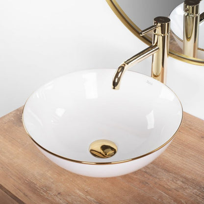 Rea Stella rund bordmonteret vask hvid-guld 36 x 36 x 15 cm 1 stk