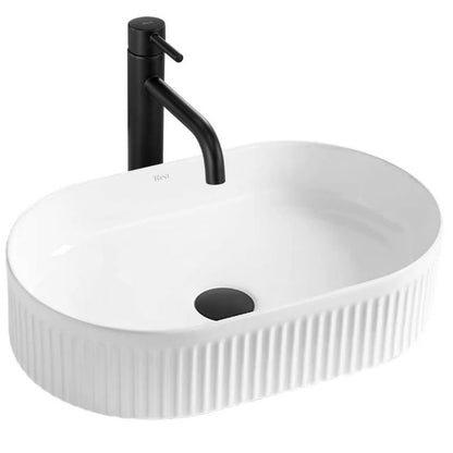 Oval Bordvask 49x31x13 cm Hvid Keramik Højglans