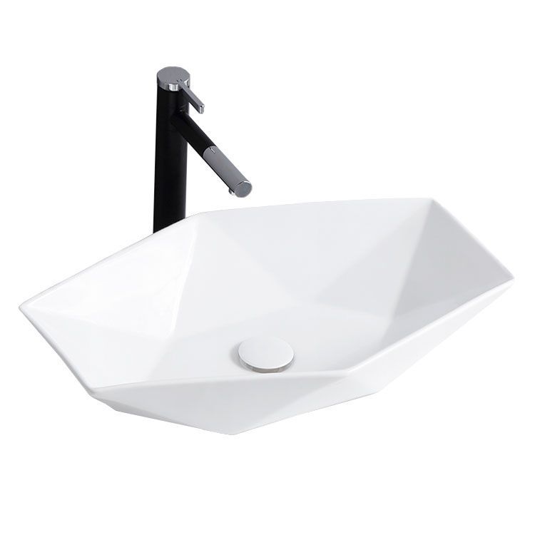 Umywalka Nablatowa Asymetryczna 57x37x12 cm Hvid Keramik