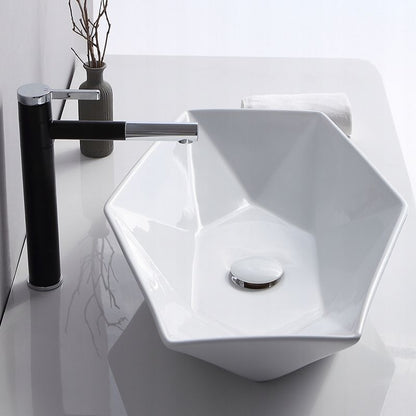 Umywalka Nablatowa Asymetryczna 57x37x12 cm Hvid Keramik