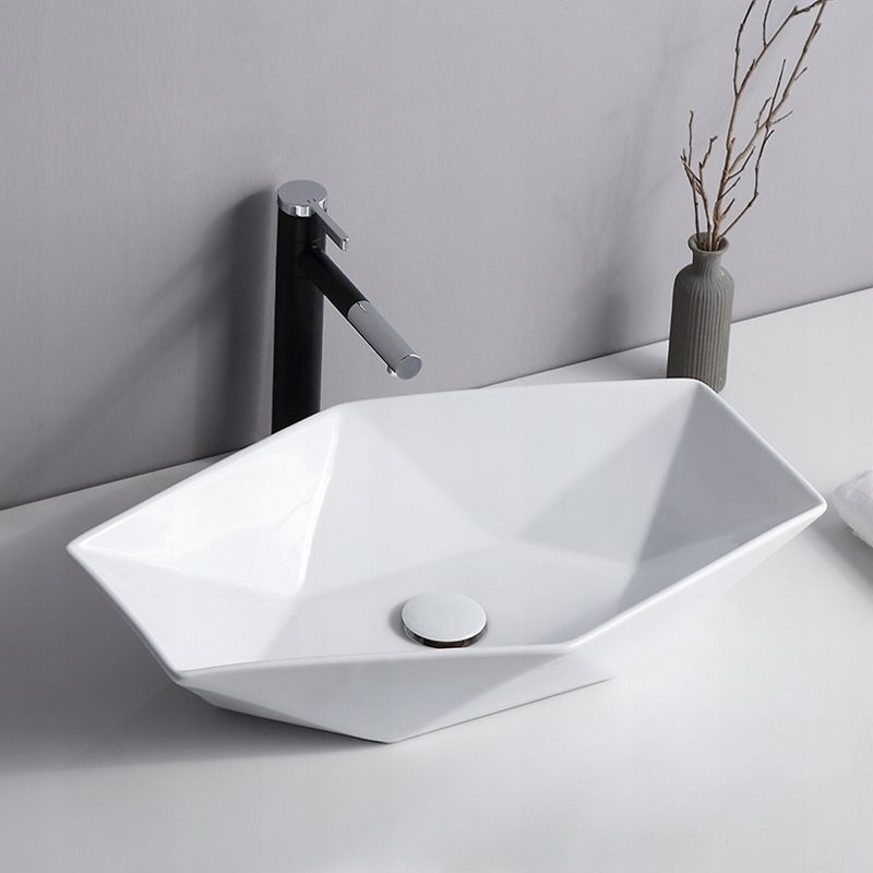 Umywalka Nablatowa Asymetryczna 57x37x12 cm Hvid Keramik