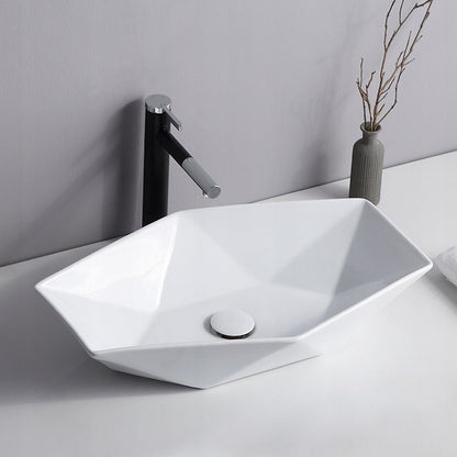 Umywalka Nablatowa Asymetryczna 57x37x12 cm Hvid Keramik
