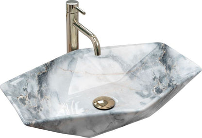 Overflademonteret vask Rea Vegas granit shiny asymmetrisk grå 57 x 37 x 12 cm 1 stk