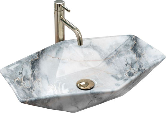 Overflademonteret vask Rea Vegas granit shiny asymmetrisk grå 57 x 37 x 12 cm 1 stk
