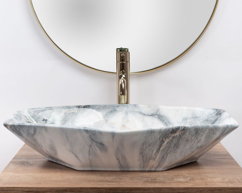 Overflademonteret vask Rea Vegas granit shiny asymmetrisk grå 57 x 37 x 12 cm 1 stk
