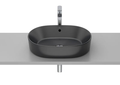 Oval Keramisk Håndvask til Bordplade 55x39x13 cm Sort