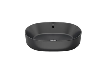 Oval Keramisk Håndvask til Bordplade 55x39x13 cm Sort