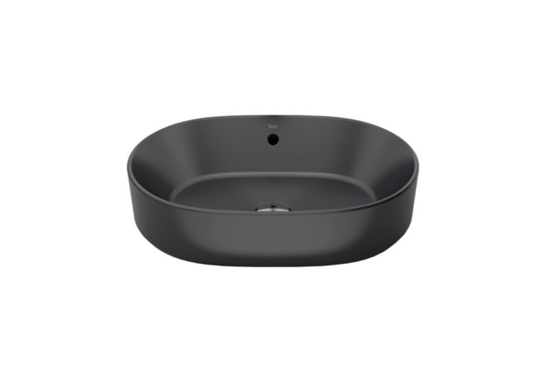 Oval Keramisk Håndvask til Bordplade 55x39x13 cm Sort