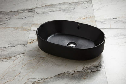 Oval Keramisk Håndvask til Bordplade 55x39x13 cm Sort