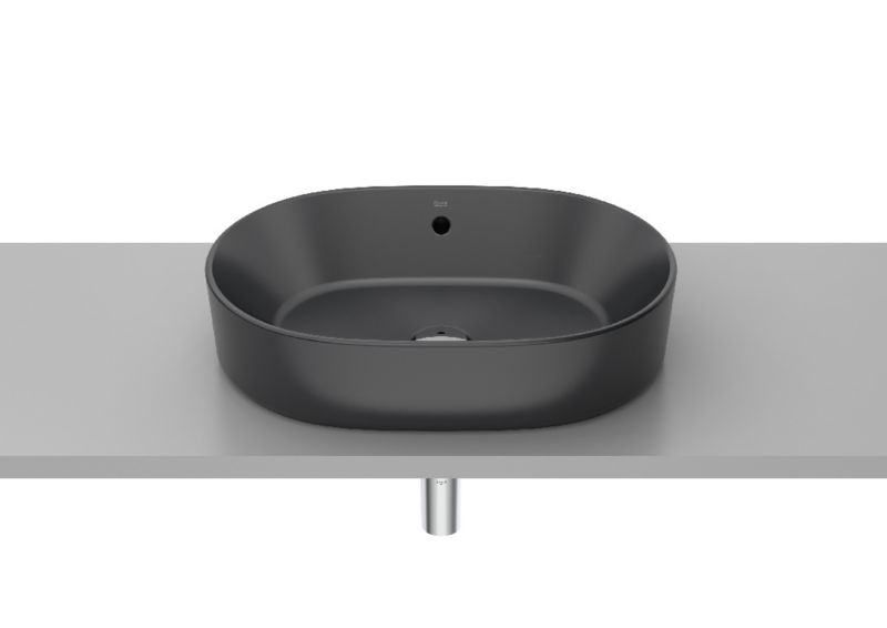 Oval Keramisk Håndvask til Bordplade 55x39x13 cm Sort