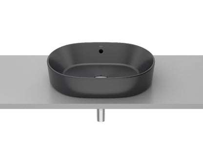 Oval Keramisk Håndvask til Bordplade 55x39x13 cm Sort