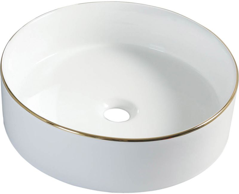 Umywalka Nablatowa Rund 40 cm Hvid Guld