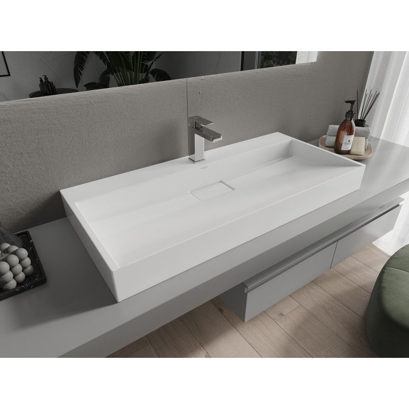 Bordmonteret vask i konglomerat 1/O Mexen Ava 100 x 46 cm hvid 1 stk.