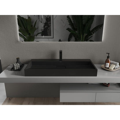 Bordmonteret vask i konglomerat 1/O Mexen Ava 100 x 46 cm sort 1 stk.