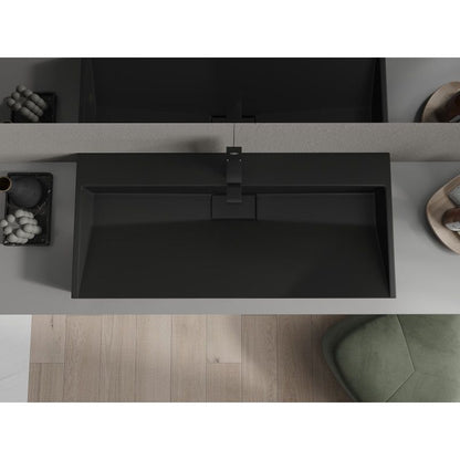 Bordmonteret vask i konglomerat 1/O Mexen Ava 100 x 46 cm sort 1 stk.