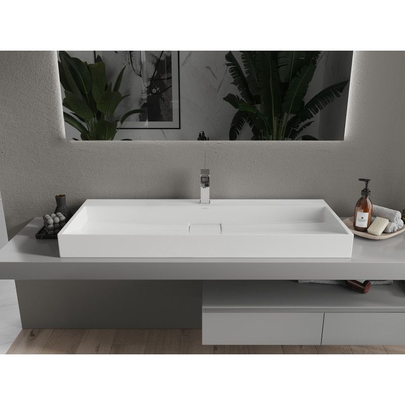Bordmonteret vask i konglomerat 1/O Mexen Ava 120 x 46 cm hvid 1 stk.