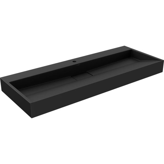 Bordmonteret vask i konglomerat 1/O Mexen Ava 120 x 46 cm sort 1 stk.