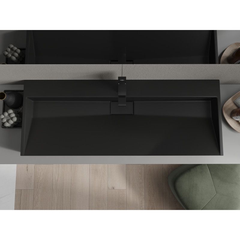 Bordmonteret vask i konglomerat 1/O Mexen Ava 120 x 46 cm sort 1 stk.