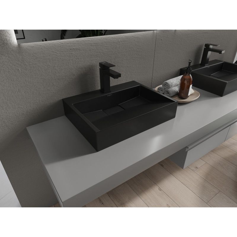 Bordmonteret vask i konglomerat 1/O Mexen Ava 50 x 38 cm mat-sort 1 stk.