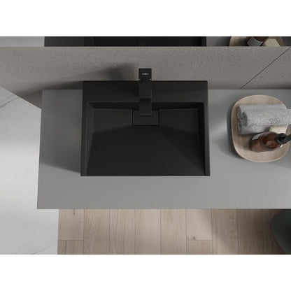Bordmonteret vask i konglomerat 1/O Mexen Ava 50 x 38 cm mat-sort 1 stk.