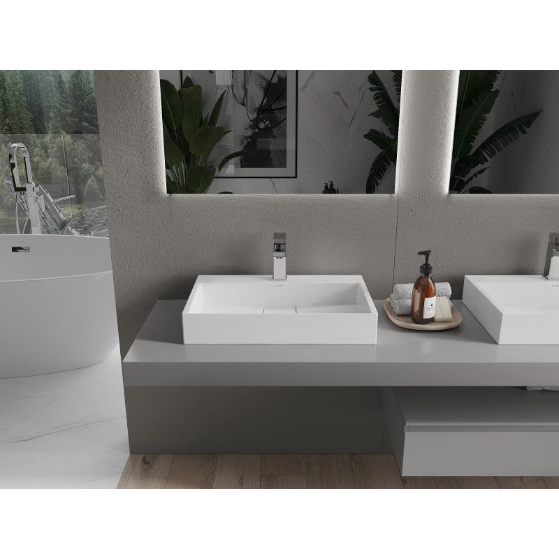 Bordmonteret vask i konglomerat 1/O Mexen Ava 60 x 38 cm hvid 1 stk.