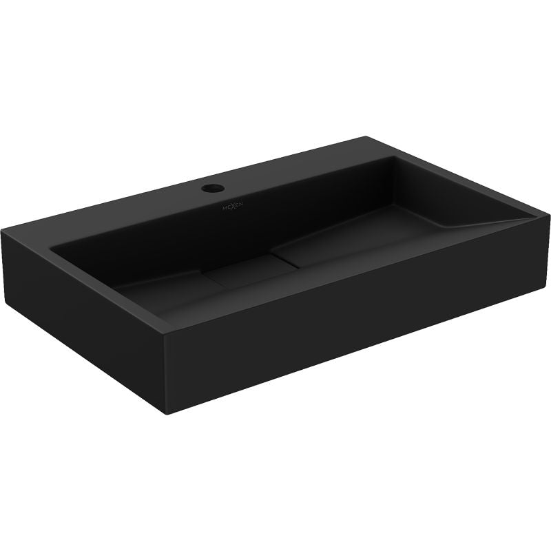 Bordmonteret vask i konglomerat 1/O Mexen Ava 60 x 38 cm sort 1 stk.
