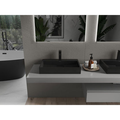 Bordmonteret vask i konglomerat 1/O Mexen Ava 60 x 38 cm sort 1 stk.