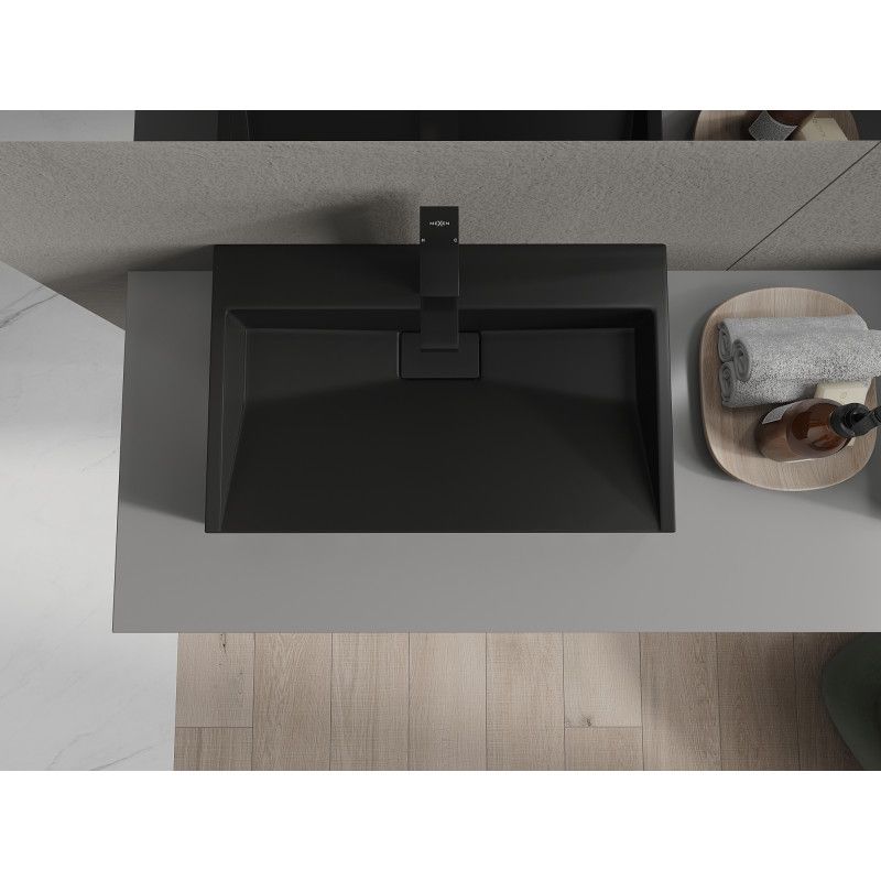 Bordmonteret vask i konglomerat 1/O Mexen Ava 60 x 38 cm sort 1 stk.