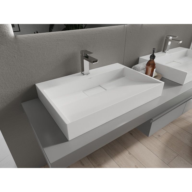 Bordmonteret vask i konglomerat 1/O Mexen Ava 70 x 46 cm hvid 1 stk.