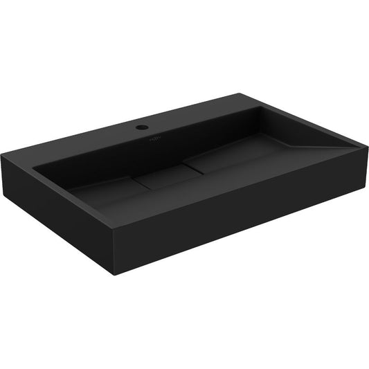 Bordmonteret vask i konglomerat 1/O Mexen Ava 70 x 46 cm sort 1 stk.
