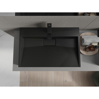 Bordmonteret vask i konglomerat 1/O Mexen Ava 70 x 46 cm sort 1 stk.