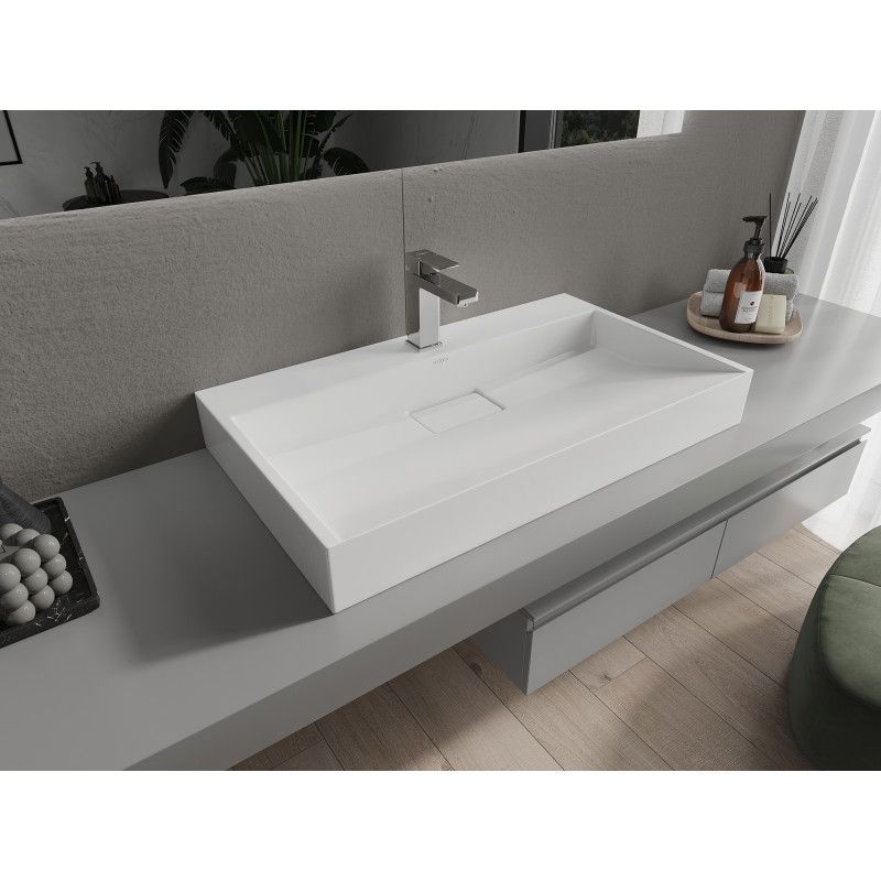 Bordmonteret vask i konglomerat 1/O Mexen Ava 80 x 46 cm hvid 1 stk.