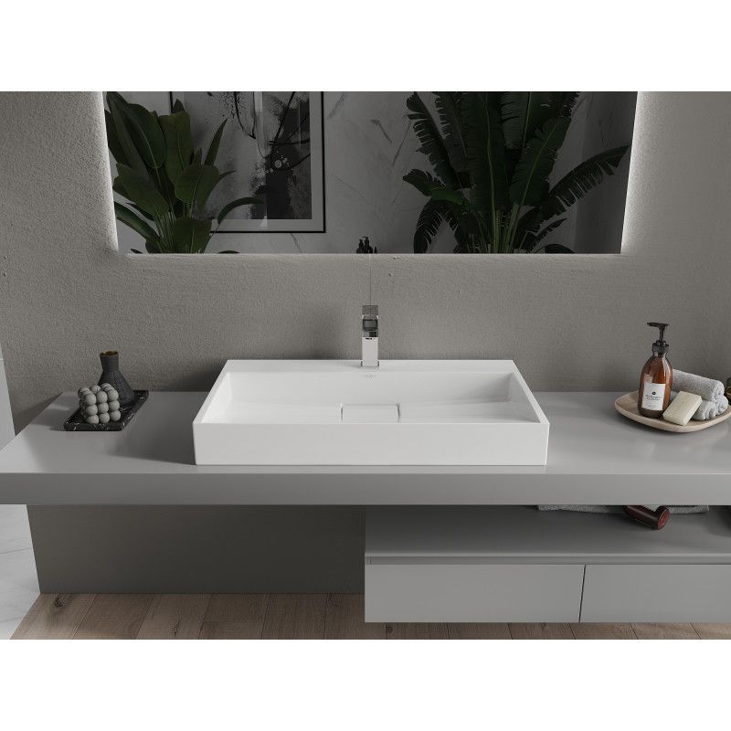 Bordmonteret vask i konglomerat 1/O Mexen Ava 80 x 46 cm hvid 1 stk.