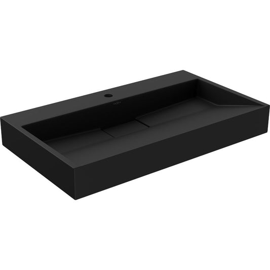 Bordmonteret vask i konglomerat 1/O Mexen Ava 80 x 46 cm sort 1 stk.