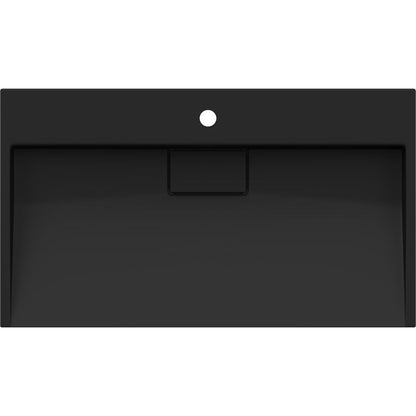 Bordmonteret vask i konglomerat 1/O Mexen Ava 80 x 46 cm sort 1 stk.
