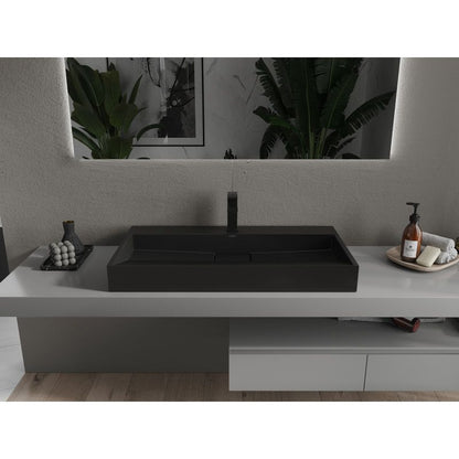Bordmonteret vask i konglomerat 1/O Mexen Ava 90 x 46 cm mat-sort 1 stk.
